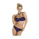 SET 2 PZ: REGGISENO E TANGA IN PIZZO CON RICAMI (TAGLIA: L)